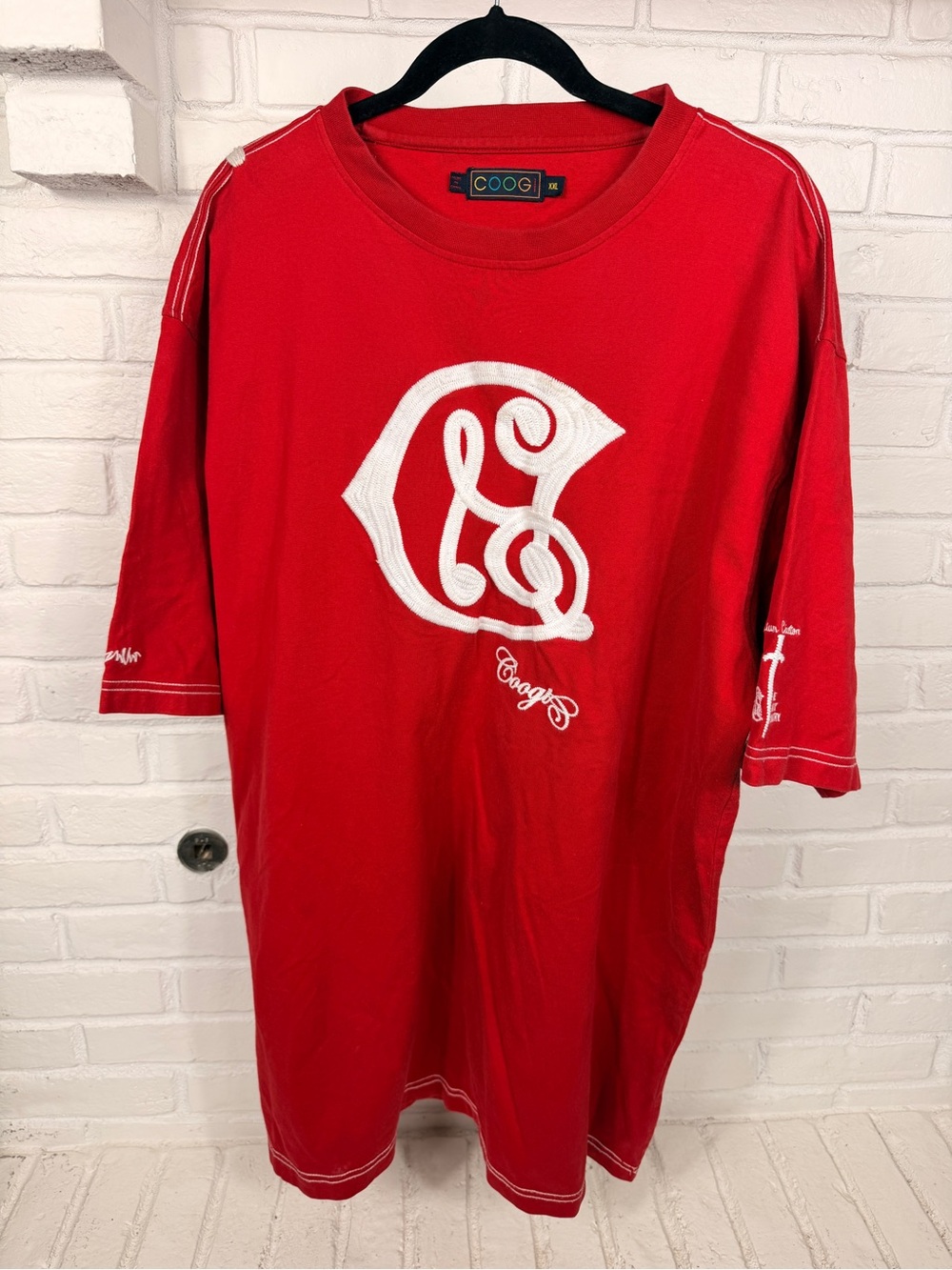 COOGI Red Embroidered Logo T Shirt‎ XXL Hip Hop Streetwear Premium Collection